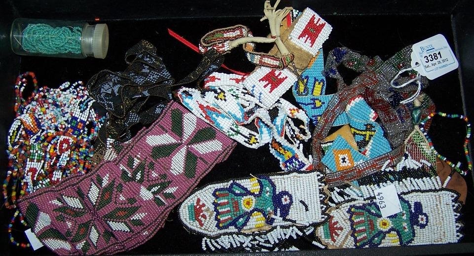 GROUP OF NATIVE AMERICAN BEADED ITEMS: Including sashes, bracelets, necklaces, etc.