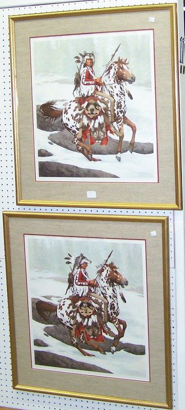 ***DOOLITTLE, BEV: 2 Framed prints, ''Guardian Spirit'', both signed and numbered in pencil lower right, approximate image size 21 7/8'' x 19 1/8''.
