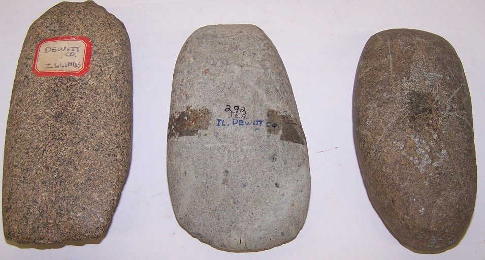 3417 ***THREE NATIVE AMERICAN STONE CELTS