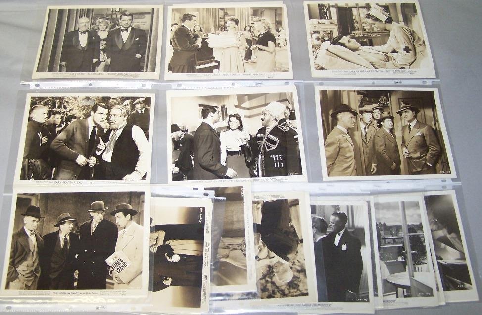 ***THIRTY MOVIE STILLS AND PUBLICITY PHOTOS: Humoresque with Joan Crawford and John Garfield, The Hoodlum Saint with William Powell and Angela Lansbury, The Song of the Thin Man with William Powell and Myrna Loy, Night and Day with Cary Grant, e