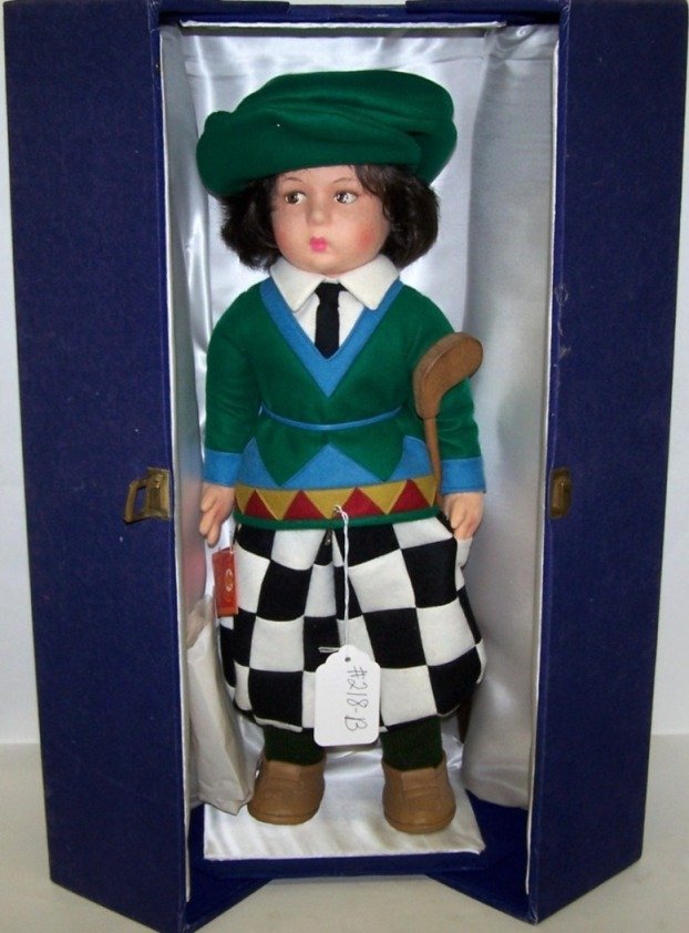 ***LENCI DOLL: Having golf outfit, approximate height 20'', with original box.