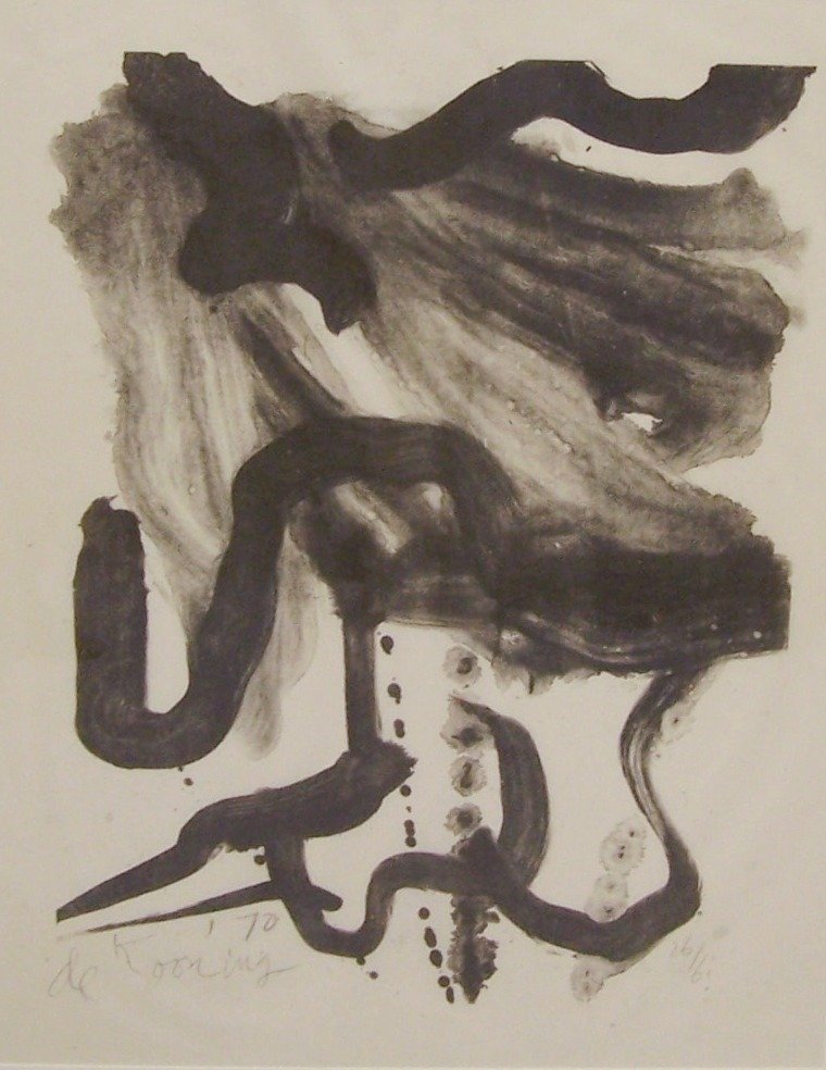 ***DE KOONING, WILLEM: (1904-1997 Dutch) ''Woman With Corset and Long Hair, 1970'', framed lithograph on Akawara paper, signed in pencil and dated 1970 lower left, numbered 26/60 in pencil lower right, approximate image siz