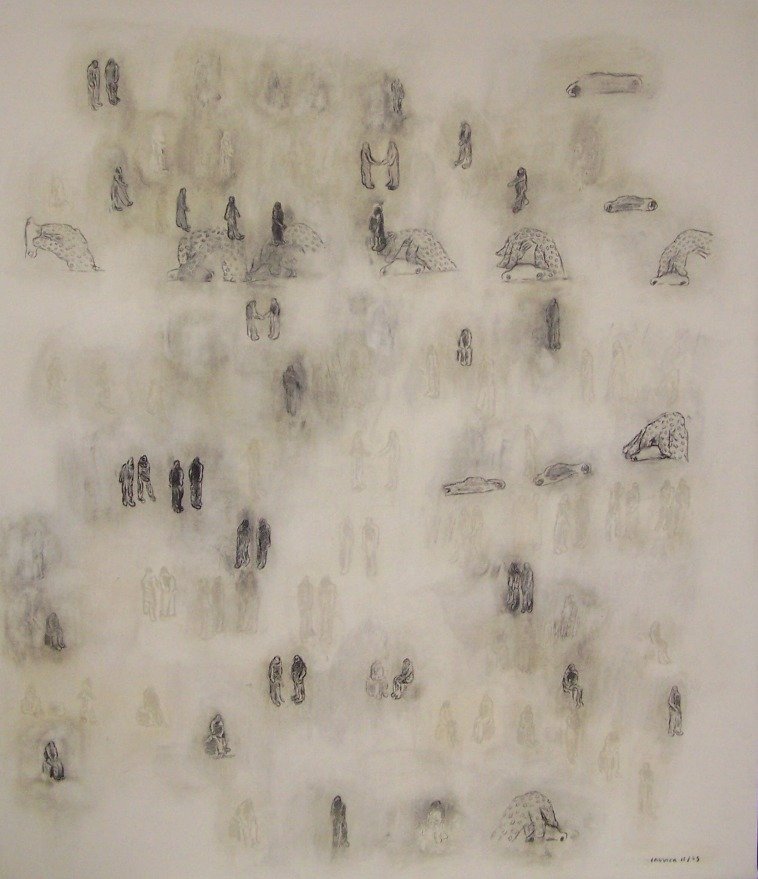 ***HURSON, MICHAEL: (1941-2007 American) Pencil and oil on linen canvas, signed lower right.