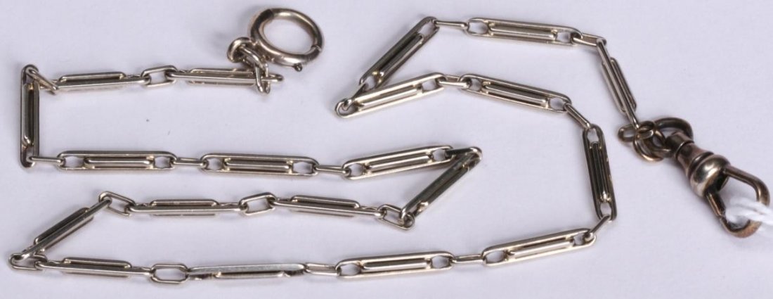 ***14K WHITE GOLD VEST CHAIN: Approximate weight 4.8 dwt.