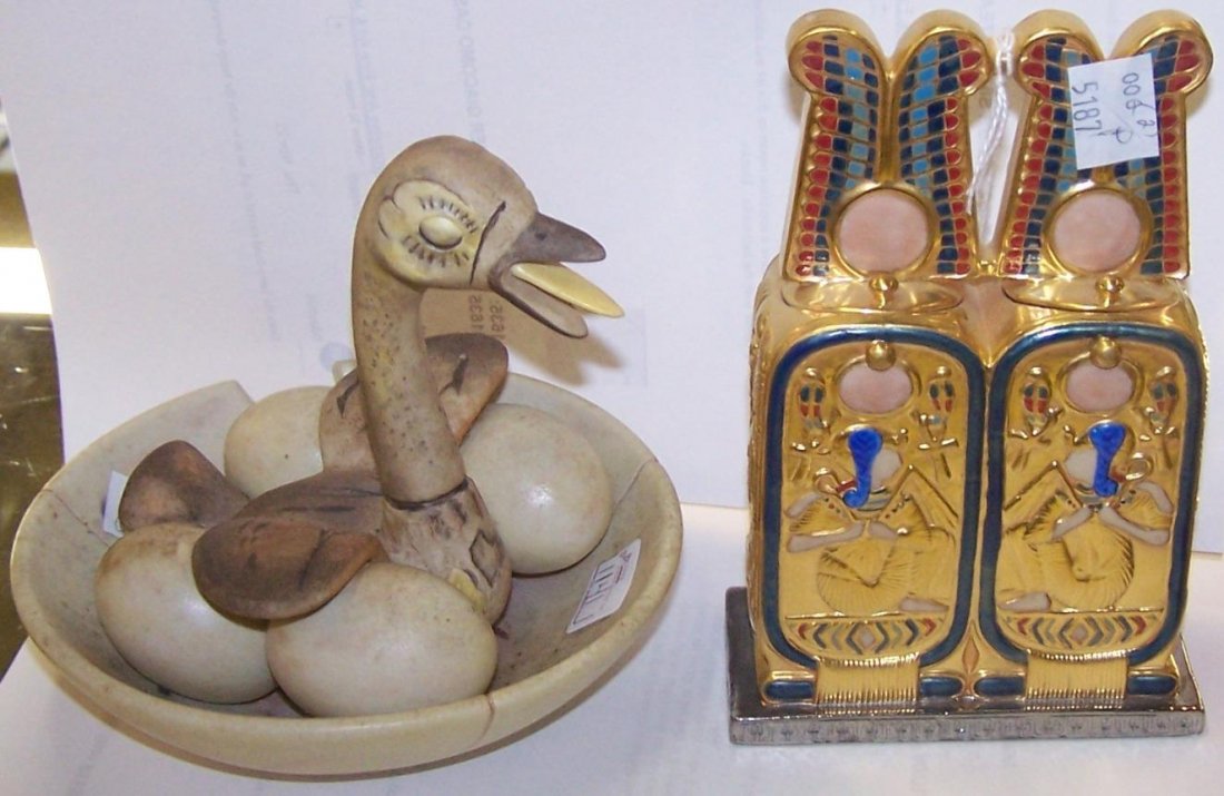 ***TWO PIECES OF BOEHM PORCELAIN: Bird in nest, approximate height 5 1/2'' and ''Perfume Box'' #305, height 6''.