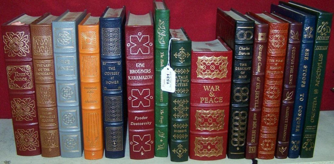 ***15 BOOKS FROM THE EASTON PRESS: James Fenimore Cooper ''The Last of the Mohicans'', The Odyssey of Homer, John Milton ''Paradise Lost'', Charles Dickens ''A Tale of Two Cities'', ''The Poems of Robert Browning'', Charles Darwin ''Th