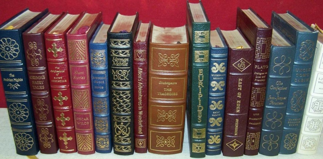 ***15 BOOKS FROM THE EASTON PRESS: ''The Confessions of St. Augustine'', ''Grimm's Fairytales'', ''The Arabian Nights'', Shakespeare ''The Tragedies'', ''The Confessions of Jean-Jacques Rousseau'', John Steinbeck ''East of Eden'', etc.