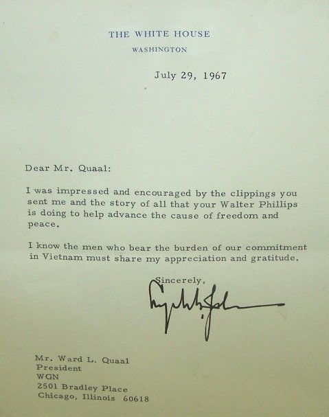 JOHNSON, LYNDON B.: Type written letter to Ward Quaal, signed ''Lyndon B. Johnson''.