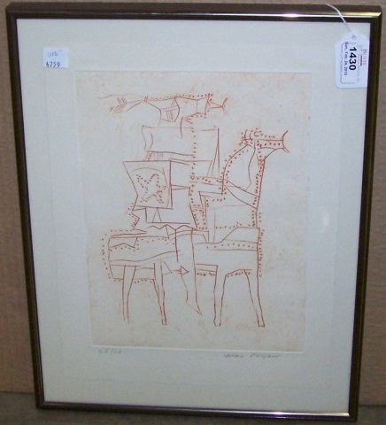 *PAPART, MAX: (1911-1994 French) Rider on horseback, framed aquatint etching on paper, signed in pencil lower right and numbered from a total edition of 30 prints lower left,