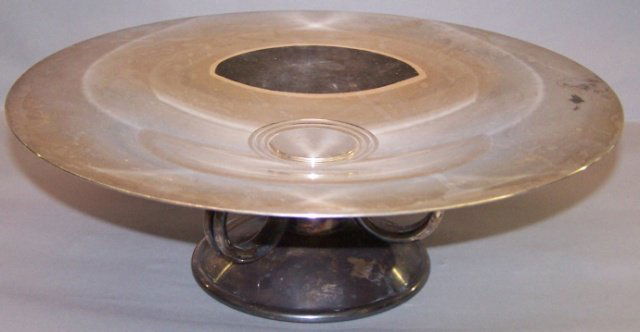 *CHRISTOFLE ART DECO SILVERPLATE COMPOTE: Approx. diameter 13 3/4".