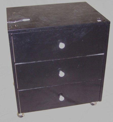 *PAUL MCCOBB PLANNER GROUP CHEST: Having ebony finish and fitted with 3 drawers, approximate height 26 1/2", width 24", depth 18".