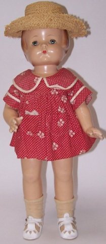 *EFFANBEE COMPOSITION PATSY ANNE DOLL: Having sleep eyes, molded hair, painted lips, marked on back "Effanbee Patsy Anne," approximate height 19".