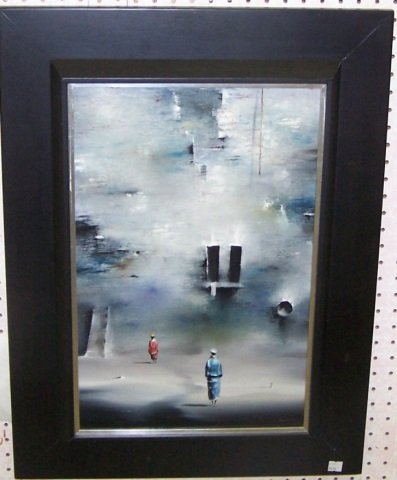 *WATSON, ROBERT: (Born 1923 American) Surreal landscape, framed oil on canvas, signed lower right, approximate image size 20" x 13", frame size 28" x 21".