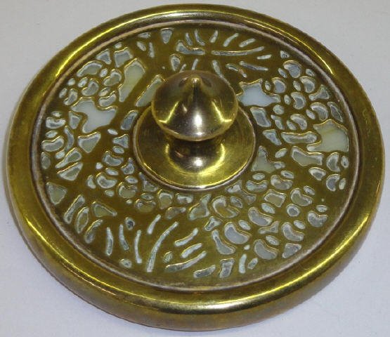 *TIFFANY STUDIOS PAPERWEIGHT: With grape cluster decoration, marked on underside "Tiffany Studios New York 936", approximate diameter 3 5/8".