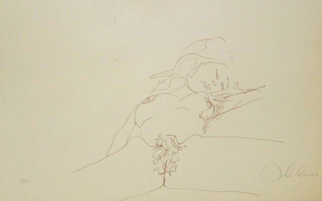 *LENNON, JOHN: (1940-1980 English) Nude Yoko Ono from "Bag One" series, unframed lithograph on BFK Reeves watermarked paper, signed in pencil lower right and numbered lower left, approximate sheet size 22 3/4" x 29 