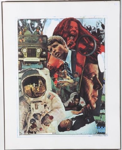 *RAUSCHENBERG, ROBERT: (Born 1925 American) 1960's, framed offset lithograph, pencil signed and numbered from total edition 250 prints lower right, approximate image size 35" x 26 1/2", total paper size 43" x 34", with fram