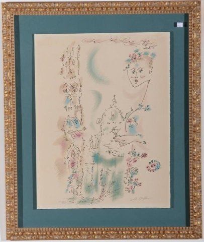 *MASSON, ANDRE: (1896-1987 French) Figural abstract, framed lithograph, signed and numbered in pencil lower margin, approximately image sixe 26" x 19 3/4", with frame 35" x 29".