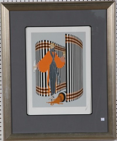 ERTE: (1892-1990 Russian/French) Costume design, framed serigraph, signed in pencil lower right, numbered from edition of 228/300 impressions lower left, approximate image size 17 3/4" x 12 3/4", frame size