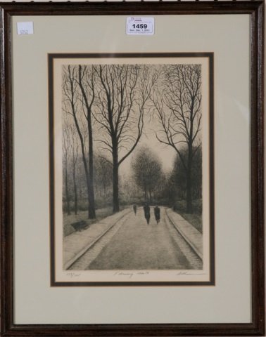 *ALTMAN, HAROLD: (American 1924-2003), Framed lithograph, "Februrary 1980 IV" signed lower right ", numbered lower left 158/265, has Mourlot stamp lower left, approximate size 12" x 8 1/2" , with frame18" x 14 1/4".