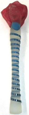 FELLERMAN, STEPHEN: Contemporary free standing art glass sculpture of head at top of wand, approximate length 12".