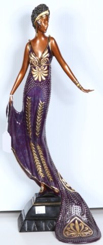 *ERTE: (Russian/French 1892-1990) Romain de Tartioff, bronze sculpture "La Tosca", marked on back with signature, numbered 123/500, 1989 Seven Arts Ltd, London, Apprio 19 3/4".