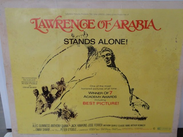 *HALF SHEET POSTER: "Lawrence of Arabia" winner of 7 Academy Awards, approximately 28" x 22".