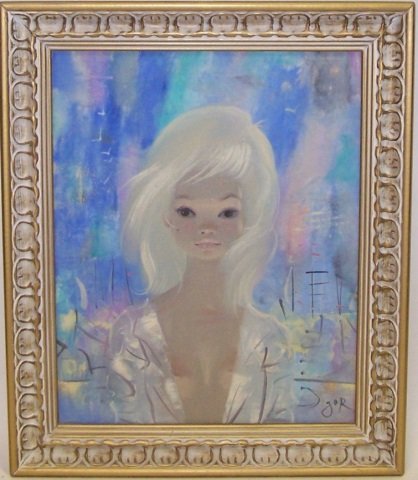 *PANTUHOFF, IGOR: (Born 1911-1972 Russian/American) Blond girl, framed oil on canvas, signed lower right, approximate image size 20" x 16", frame size 24" x 20".