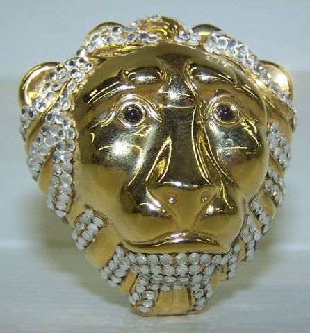 *JUDITH LEIBER TRINKET BOX: Lion's head, approximate height 1 3/4".