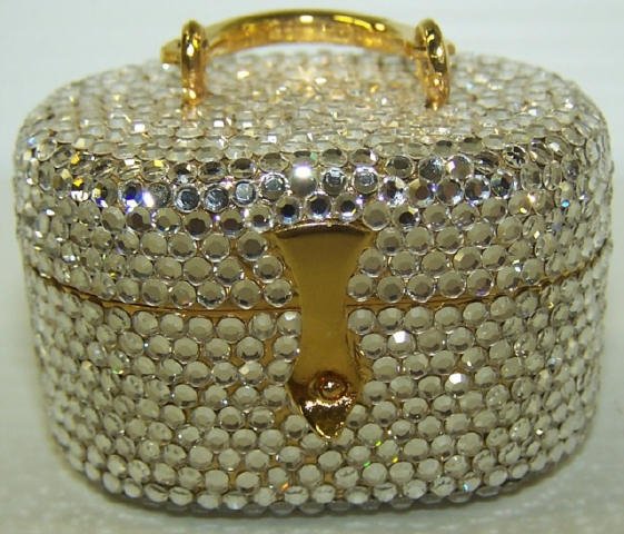 *JUDITH LEIBER TRINKET BOX: Purse, approximate height 1" without handle.
