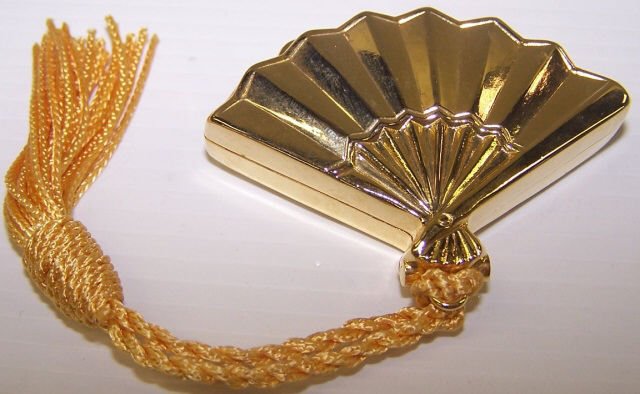 *JUDITH LEIBER TRINKET BOX: Fan, approximate height 1 1/2".