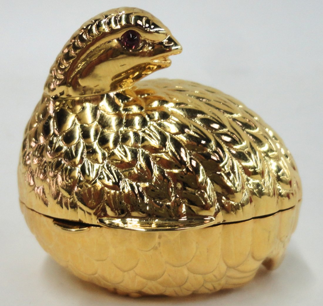 *JUDITH LEIBER TRINKET BOX: Partridge, approximate height 2".