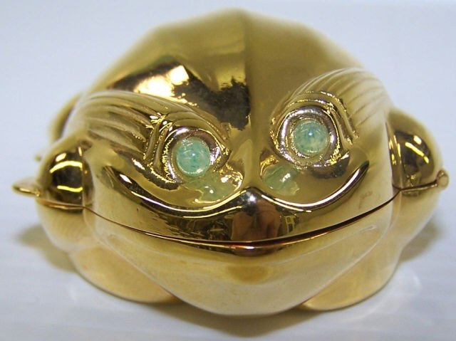 *JUDITH LEIBER TRINKET BOX: Frog, approximate height 1".