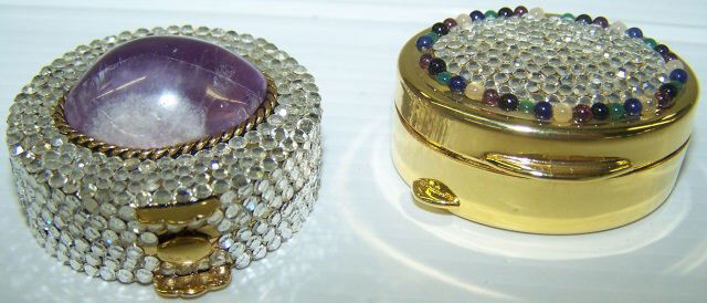 *2 JUDITH LEIBER PILL BOXES: Both have approximate height 1/2".