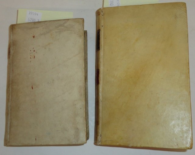 *2 EARLY BOOKS IN LATIN: "Le Rime Francesco Petrarca", dated 1722 and "Orlando Innamorato Matteo M. Bojardo Rifatto Dante Francesco Berni Tomo V", dated 1785.