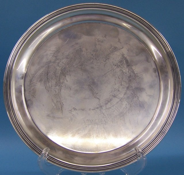 *GORHAM STERLING SILVER TRAY: Numbered on underside #606, approximate diameter 10".