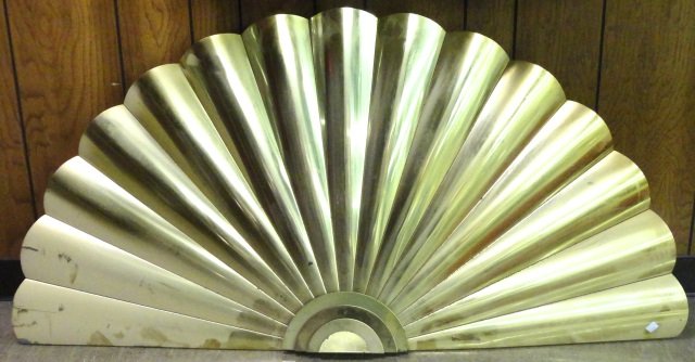 *JERE, CURTIS: Brass wall sculpture in form of folding fan, signed.