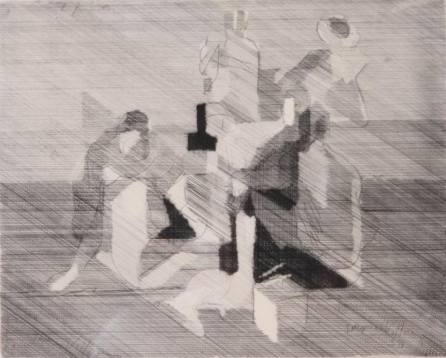 *VILLON, JACQUES: (1875-1963 French) "D'Ou L'On Tourne L'Epaule a la Vie", 1939, signed in pencil lower right margin, numbered 14 from an edition of 40 impressions lower left, approximate plate size 8 1/2" x 10 3/4", h