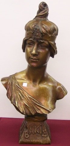 *COUDRAY, GEORGE CHARLES: Bronze sculpture, "Bakie", from the Anvil Club, West Dundee, Illinois, approximate height 25".