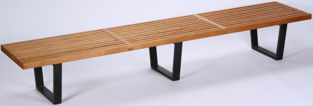 *GEORGE NELSON SLAT BENCH: For Herman Miller, approximate height 14 1/4", width 92", depth 18 1/2".