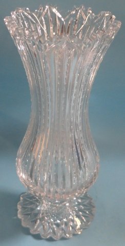 *CUT GLASS FOOTED VASE: Approximate height 10".