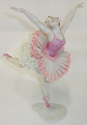 *WALLENDORF PORCELAIN FIGURE: Ballerina #9479, signed "K (Kurt) Steiner", approximate height 9".