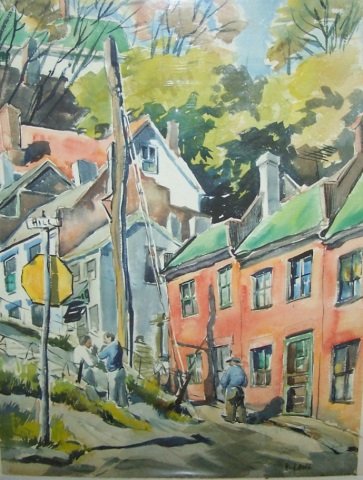 *FORD, RUTH VAN SICKLE: (1898-1980 American) Street scene with figure, unframed watercolor, signed lower right, approximately 29" x 22".