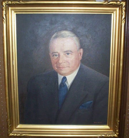 VOGT, SIG: (20th C. American) Portrait of man, oil on canvas housed in a gilt finish Newcomb-Macklin frame, approximate image size 27" x 22", frame 33" x 27 1/2".