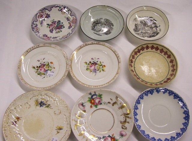 *9 19TH C. SAUCERS: Sarreguemines, etc.