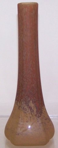 *DAUM NANCY ART GLASS VASE: Brown to tan, approximate height 5 1/2".