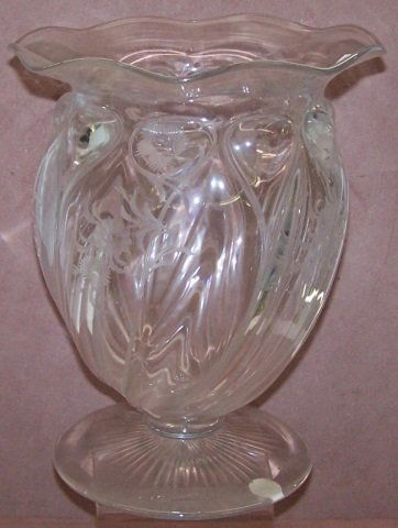 *THOMAS WEBB CUT GLASS VASE: With swirl form and etched floral decoration, having Webb mark on underside, approximate height 10".