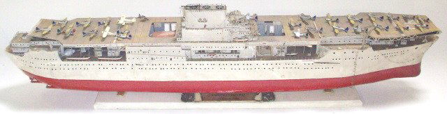 ROBERT ADDISON SHIP MODEL: U.S.S. Enterprise aircraft carrier, scratch built by Robert Addison, approximate length 54", originally from the Robert Addison estate.