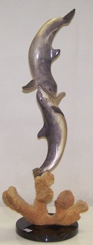 *WYLAND, ROBERT: "Dolphin Touch" bronze sculpture, signed and numbered AP 11/50, approximate height 24".