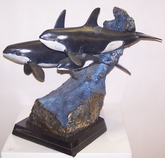 *WYLAND, ROBERT: "Orca Waters", bronze sculpture, signed and numbered 1/300, approximate height 18 5/8".
