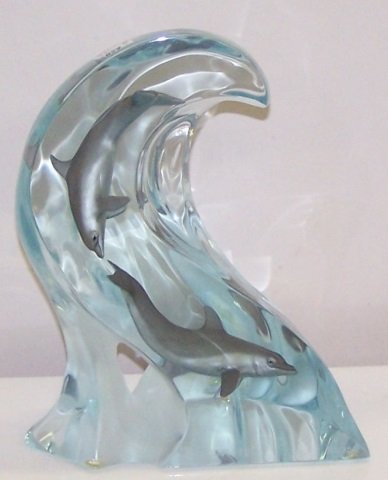 *WYLAND, ROBERT: "Making Waves", lucite and pewter sculpture, signed and numbered AP 89/95, approximate height 8 7/8".